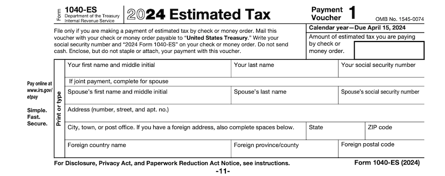 IRS estimated tax payment