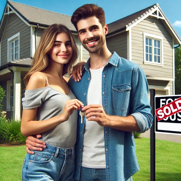 Couple buying house